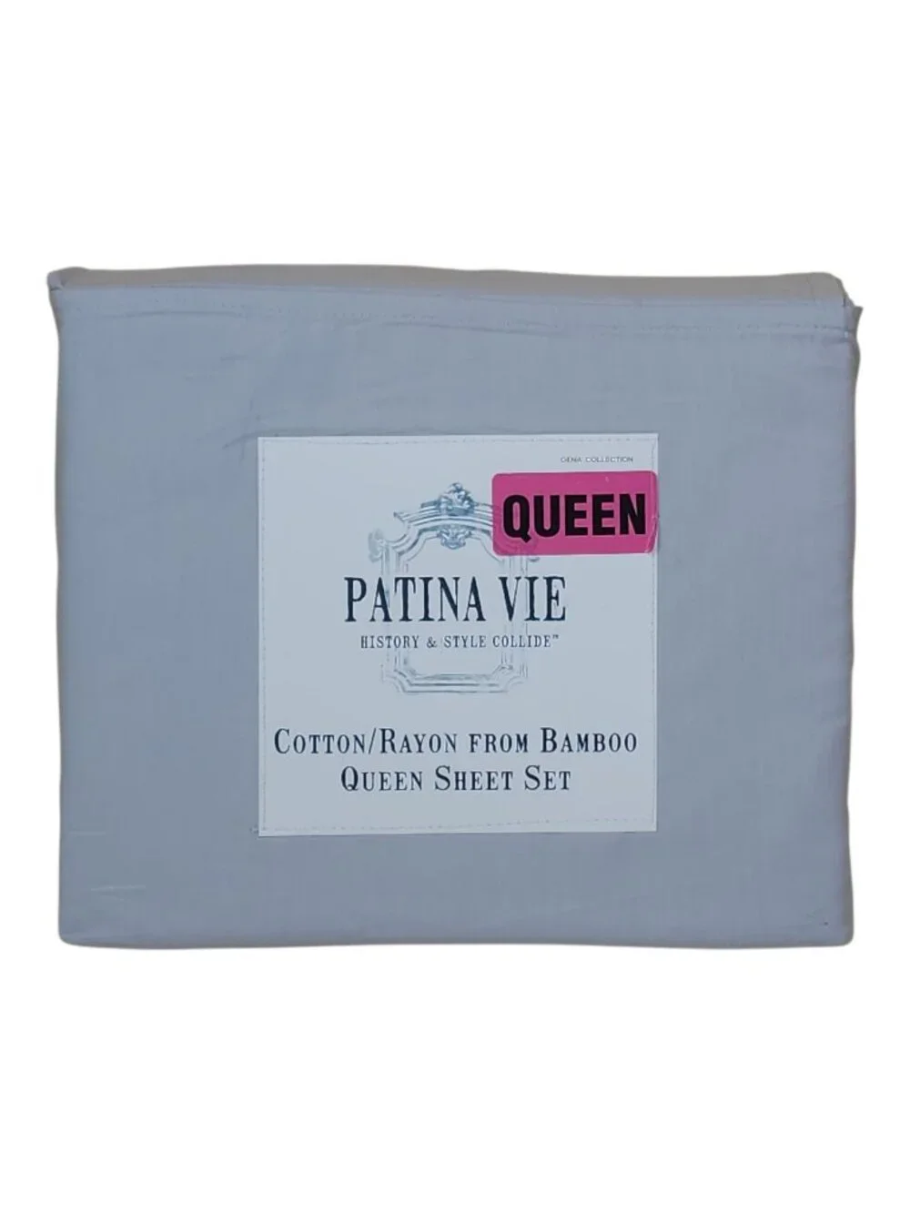 Patina Vie Queen Bamboo Sheet Set Cotton Rayon Light (blue) Grey Fits 18